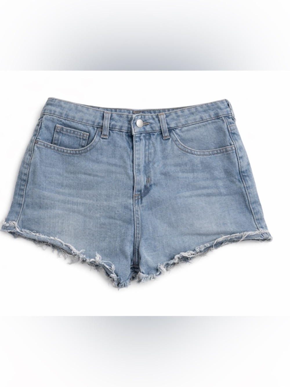 SHEIN Celestial Sun Moon Patch Denim Shorts Size Large Distressed Cutoff Shorts - Picture 2 of 8